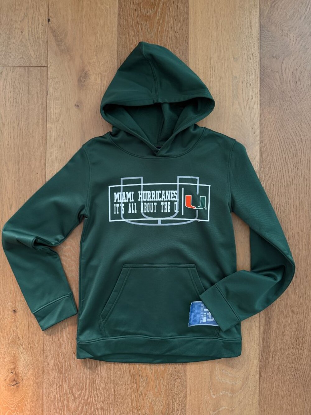 TEAM ATHLETICS Youth Boys Miami Hurricane Hoodie Sweatshirt Large (12/14) NWT